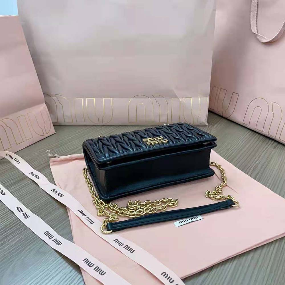 Miu Miu Women Matelassé Nappa Leather Mini-bag-Black - image 5