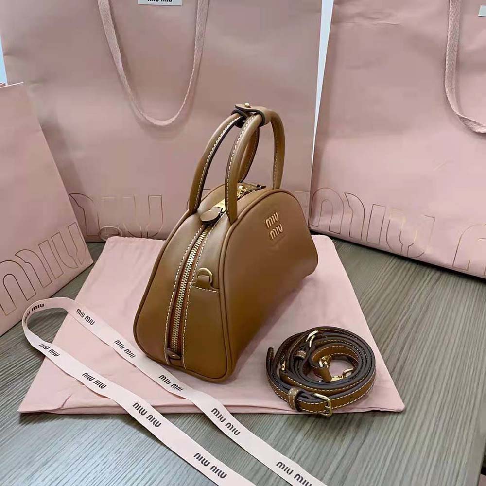 Miu Miu Women Medium Leather Top-handle Bag-Brown - image 4