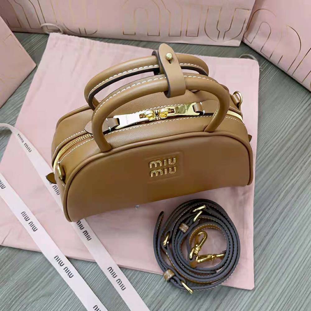 Miu Miu Women Medium Leather Top-handle Bag-Brown - image 7