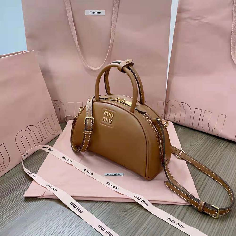 Miu Miu Women Medium Leather Top-handle Bag-Brown - image 6