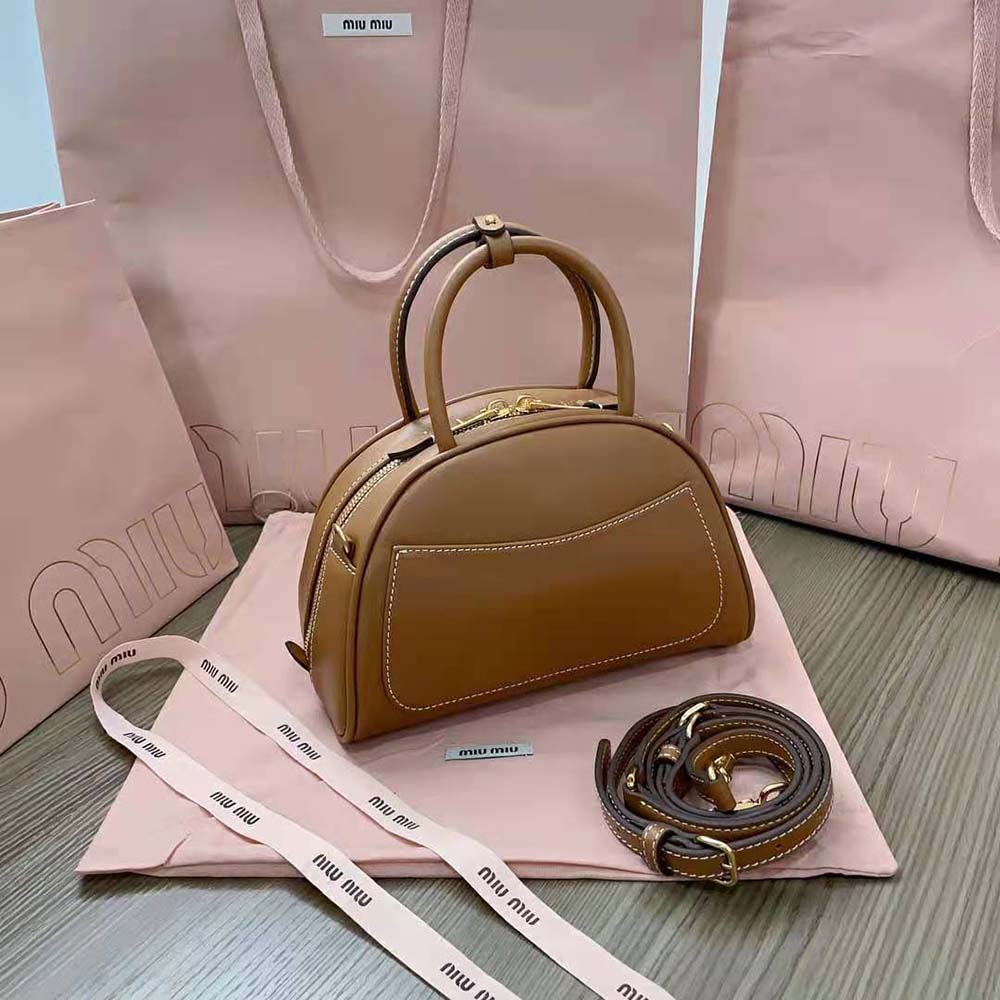 Miu Miu Women Medium Leather Top-handle Bag-Brown - image 5