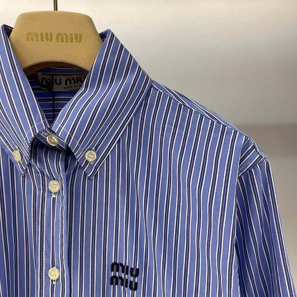 Miu Miu Women Poplin Shirt with Embroidered Logo - image 5