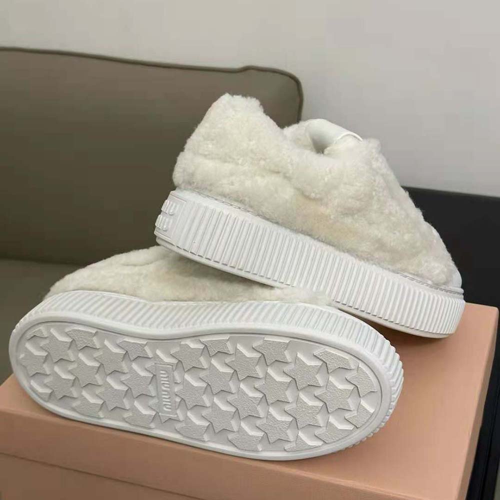 Miu Miu Women Shearling Sneakers with EVA Sole with Logo - image 10