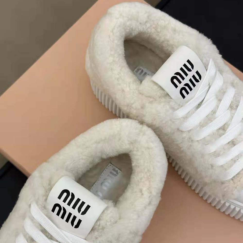 Miu Miu Women Shearling Sneakers with EVA Sole with Logo - image 6