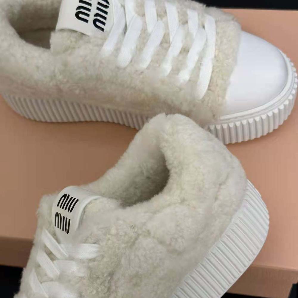 Miu Miu Women Shearling Sneakers with EVA Sole with Logo - image 7