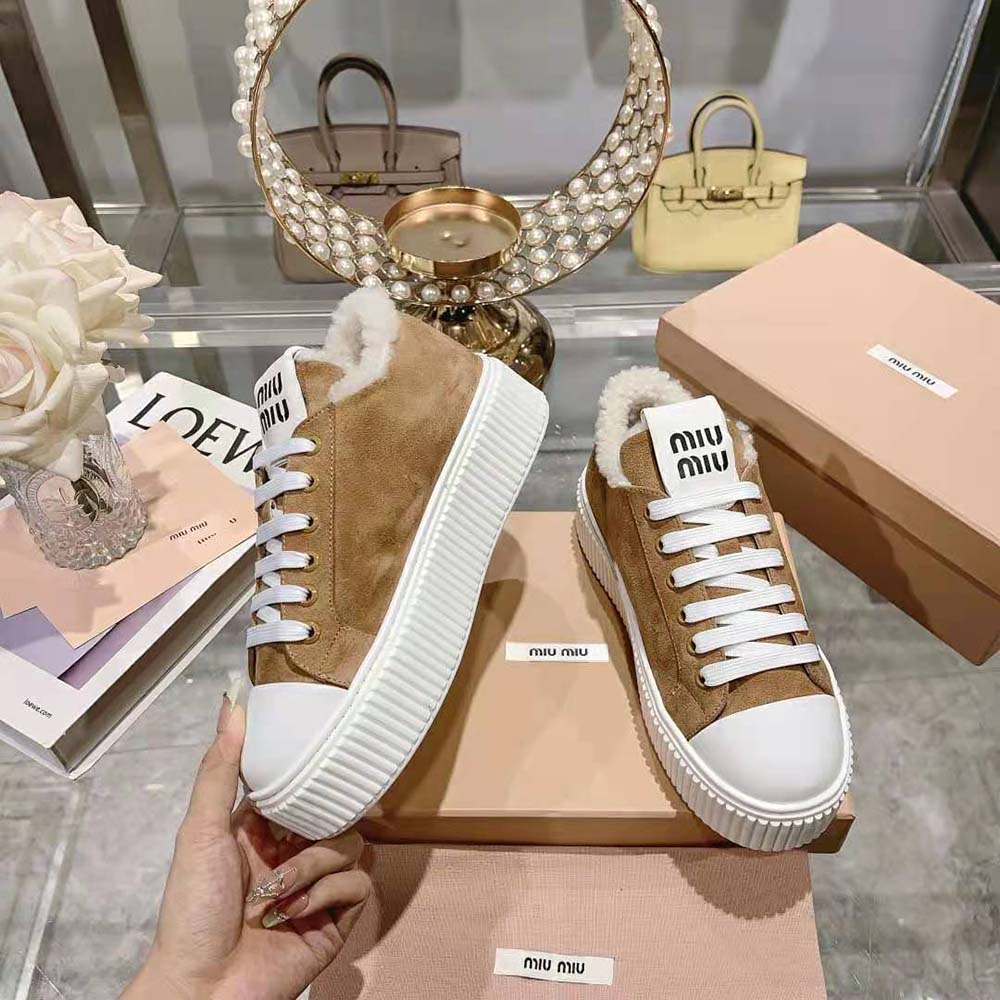 Miu Miu Women Suede Sneakers EVA Sole with Logo - image 4