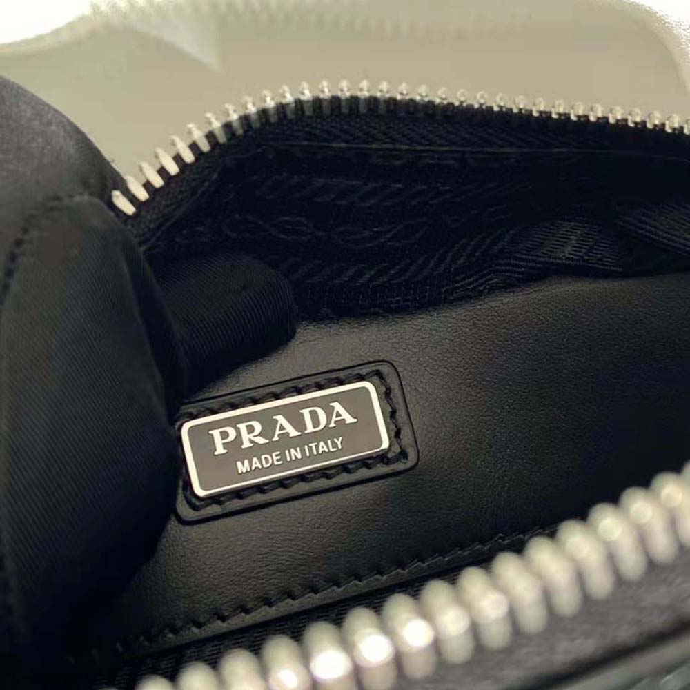 Prada Men Brique Brushed Leather Bag with Triangle Motif-Black - image 9