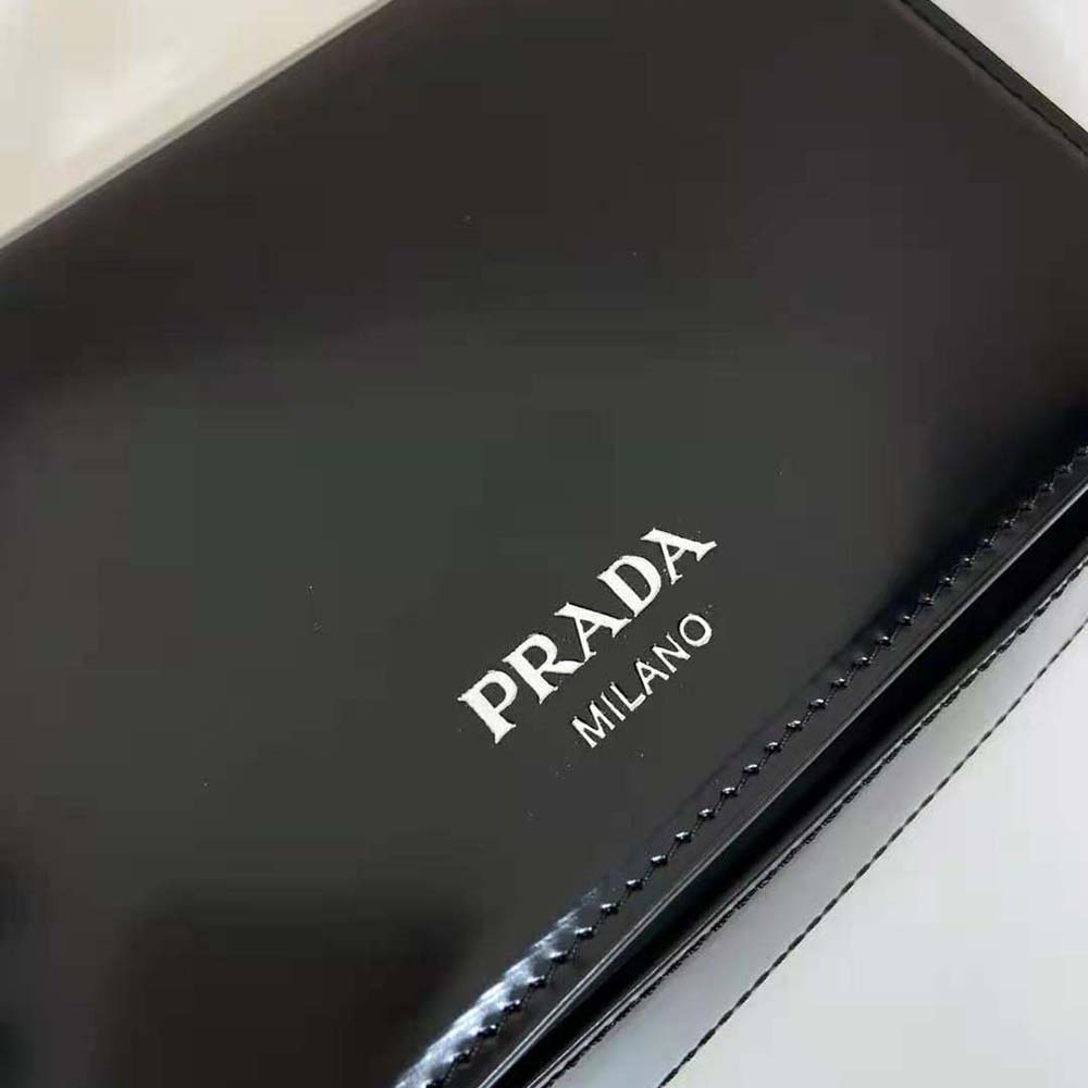 Prada Men Brushed Leather Mini-bag with Shoulder Strap-Black - image 9