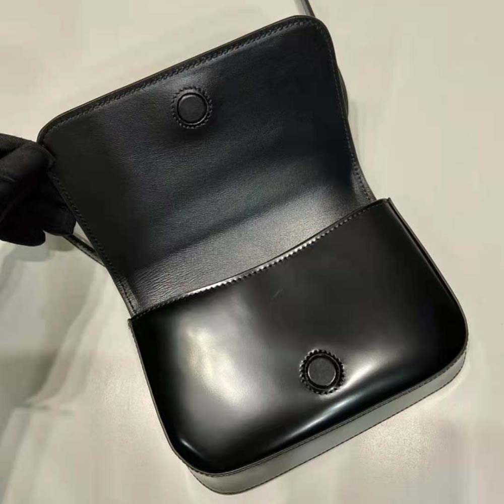 Prada Men Brushed Leather Mini-bag with Shoulder Strap-Black - image 7