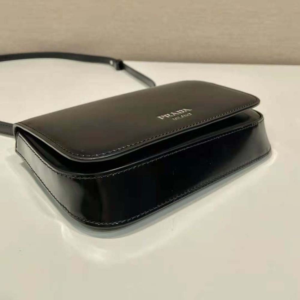 Prada Men Brushed Leather Mini-bag with Shoulder Strap-Black - image 6