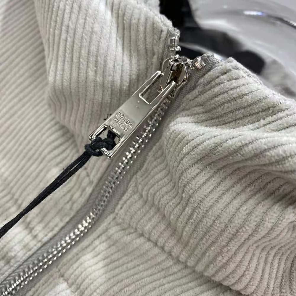 Prada Men Cropped Corduroy Down Jacket-White - image 8