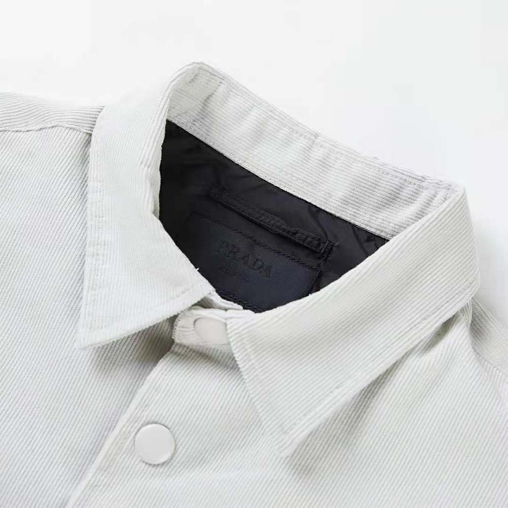 Prada Men Pinwale Corduroy Shirt-White - image 4
