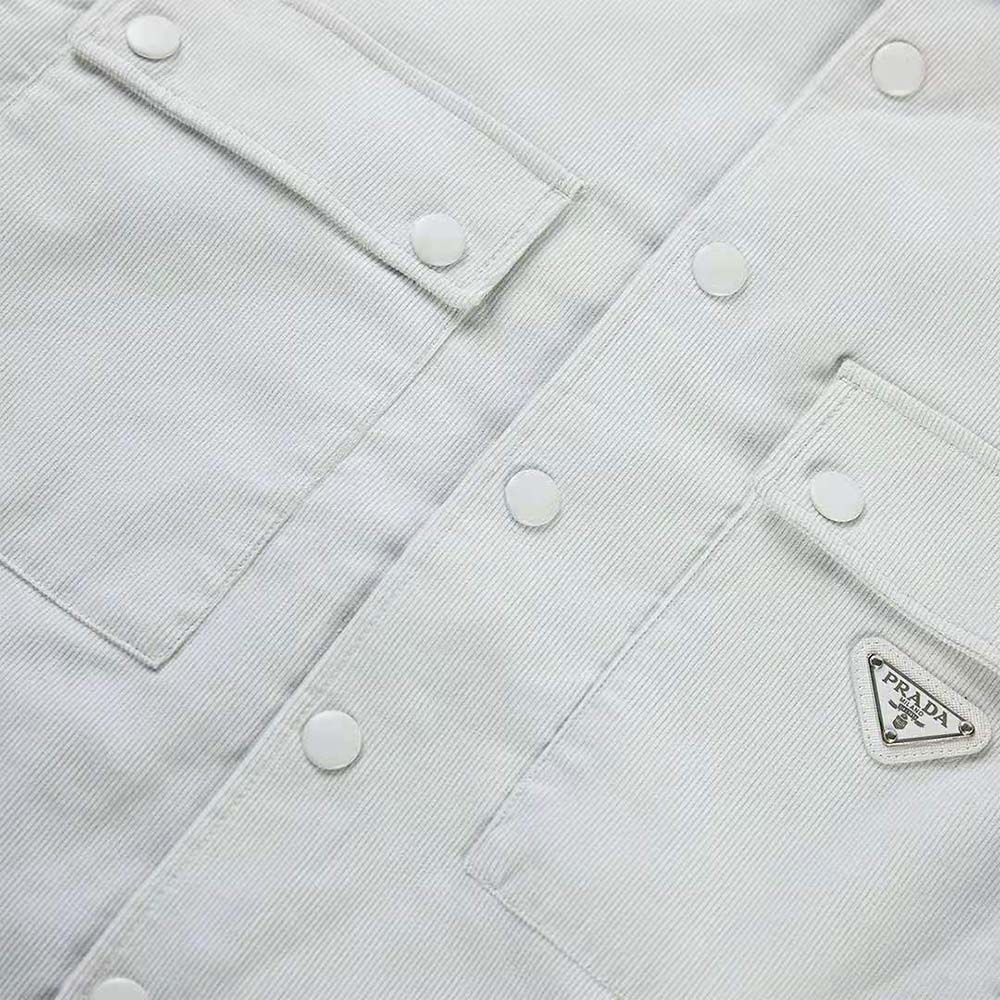 Prada Men Pinwale Corduroy Shirt-White - image 8