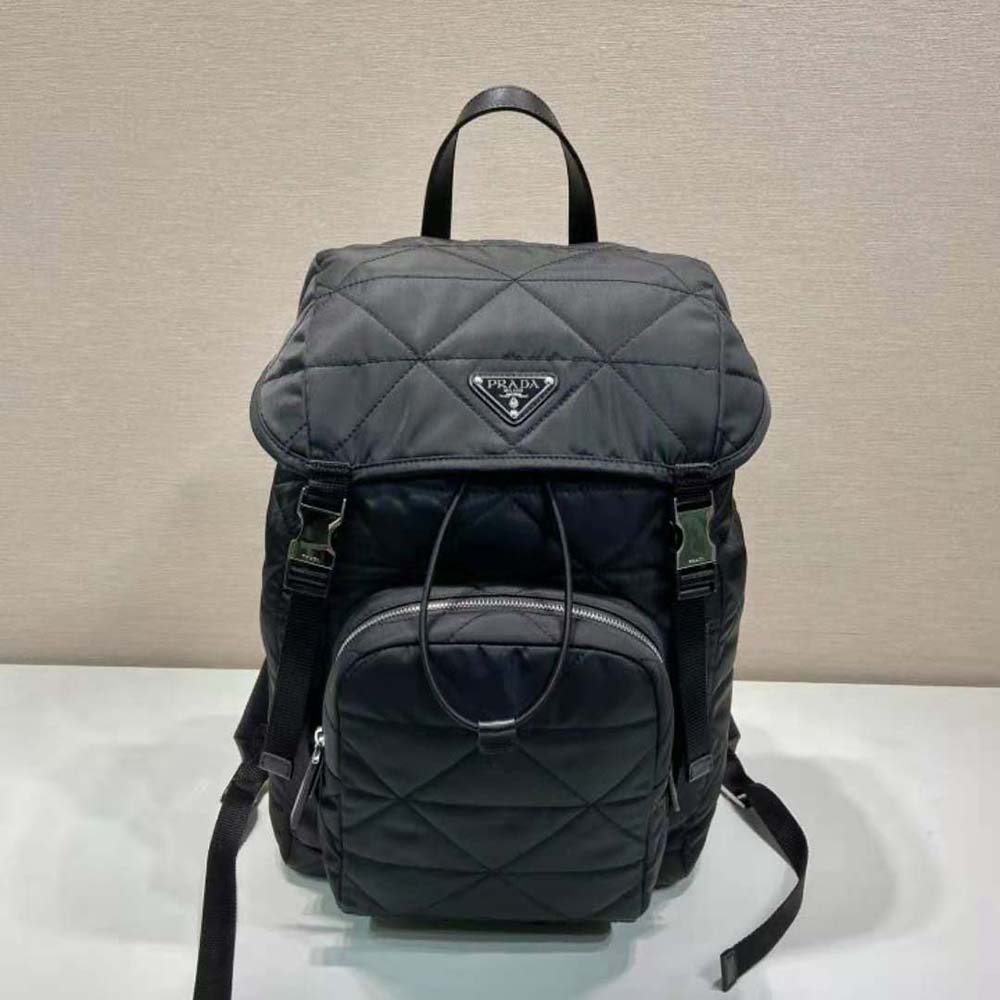 Prada Men Re-Nylon Backpack with Topstitching-Black - image 4