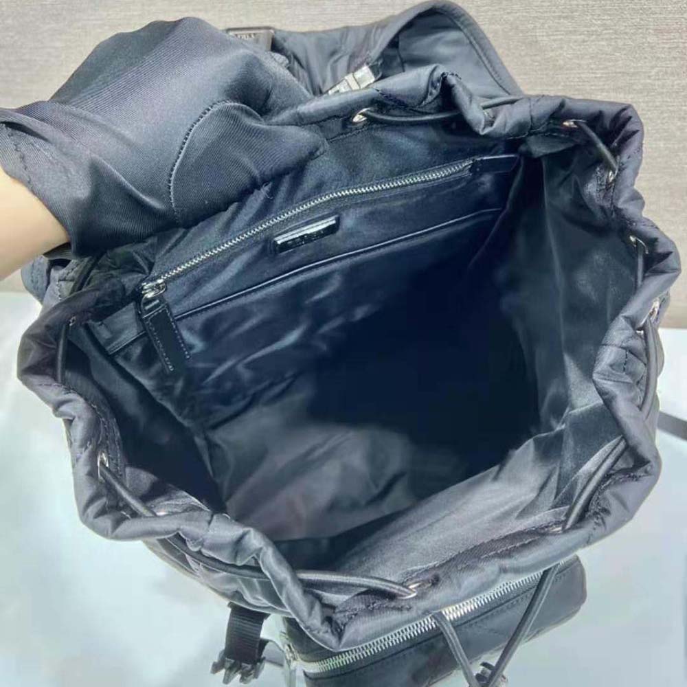 Prada Men Re-Nylon Backpack with Topstitching-Black - image 9