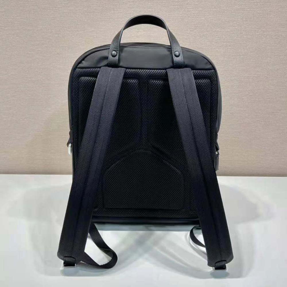 Prada Men Re-Nylon and Saffiano Leather Backpack-Black - image 5