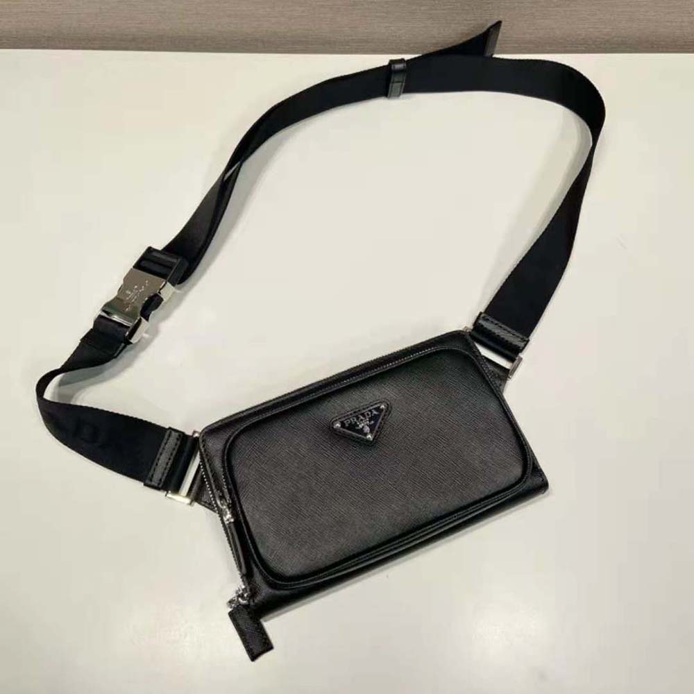 Prada Men Saffiano Leather Belt Bag-Black - image 5