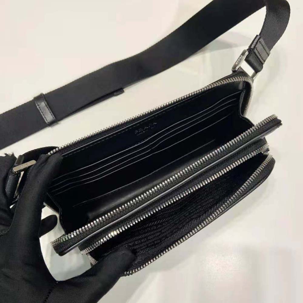 Prada Men Saffiano Leather Belt Bag-Black - image 8