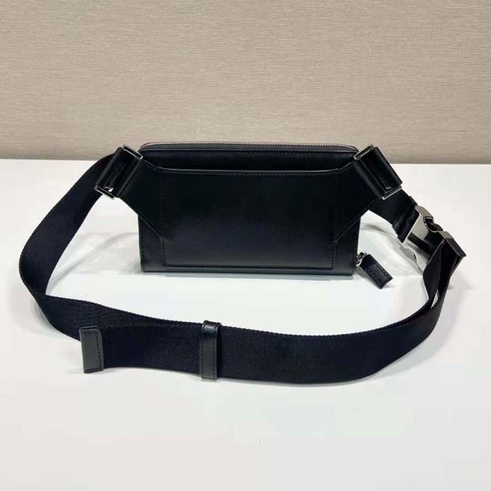 Prada Men Saffiano Leather Belt Bag-Black - image 4