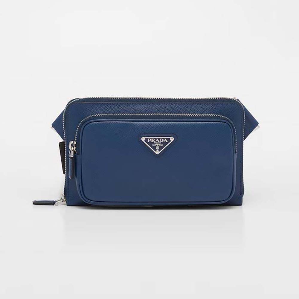 Prada Men Saffiano Leather Belt Bag-Blue