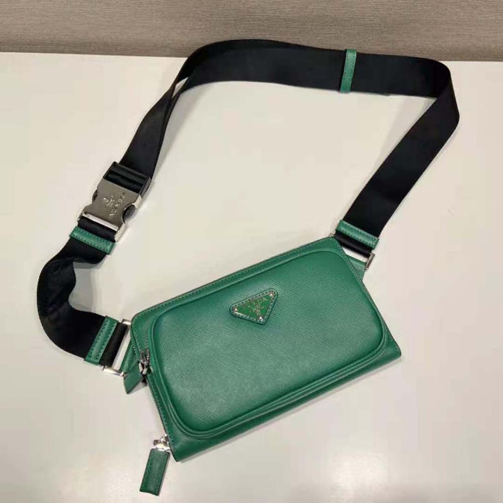 Prada Men Saffiano Leather Belt Bag-Green - image 5