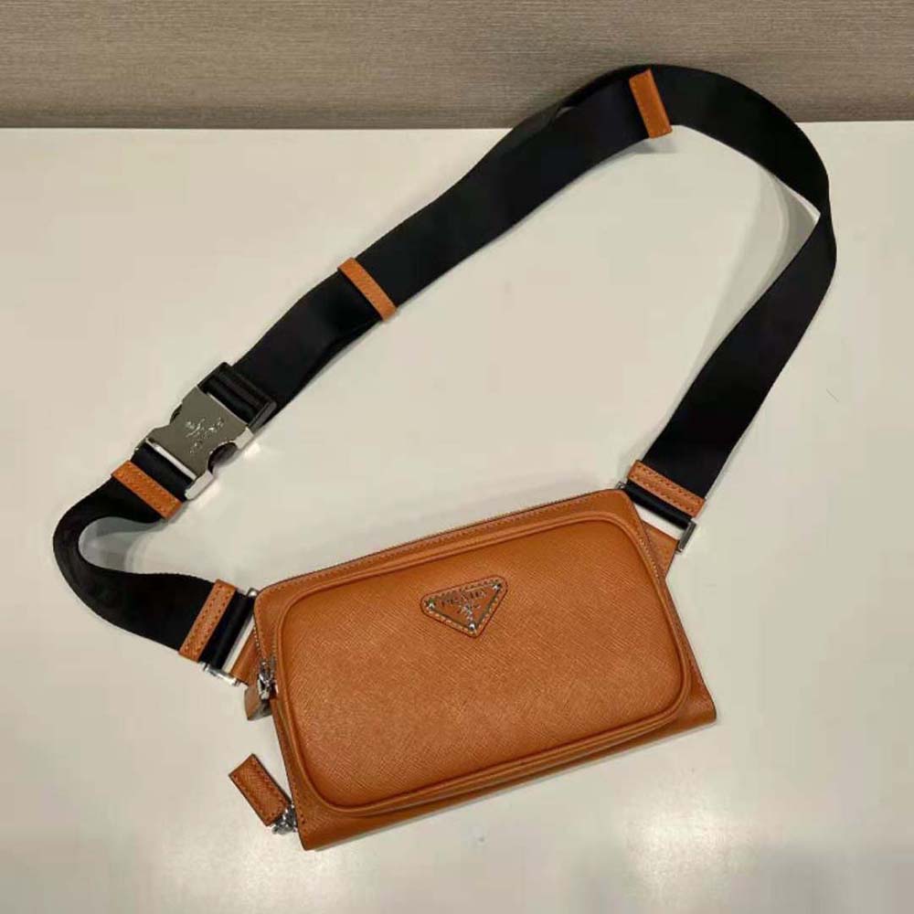 Prada Men Saffiano Leather Belt Bag-Orange - image 5