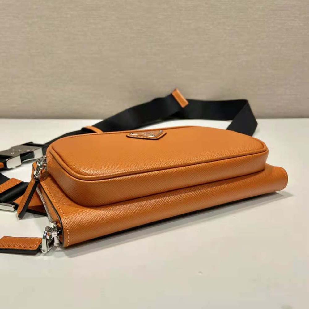 Prada Men Saffiano Leather Belt Bag-Orange - image 7