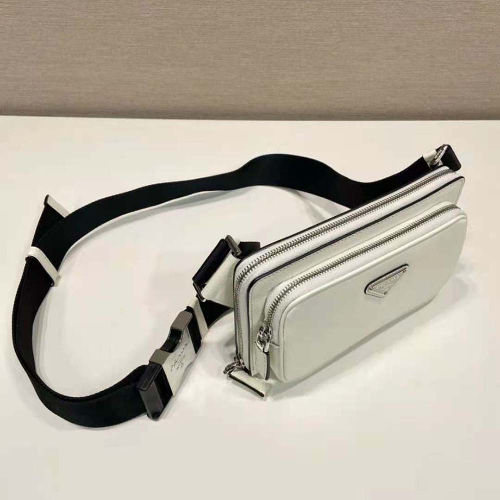 Prada Men Saffiano Leather Belt Bag-White - image 6