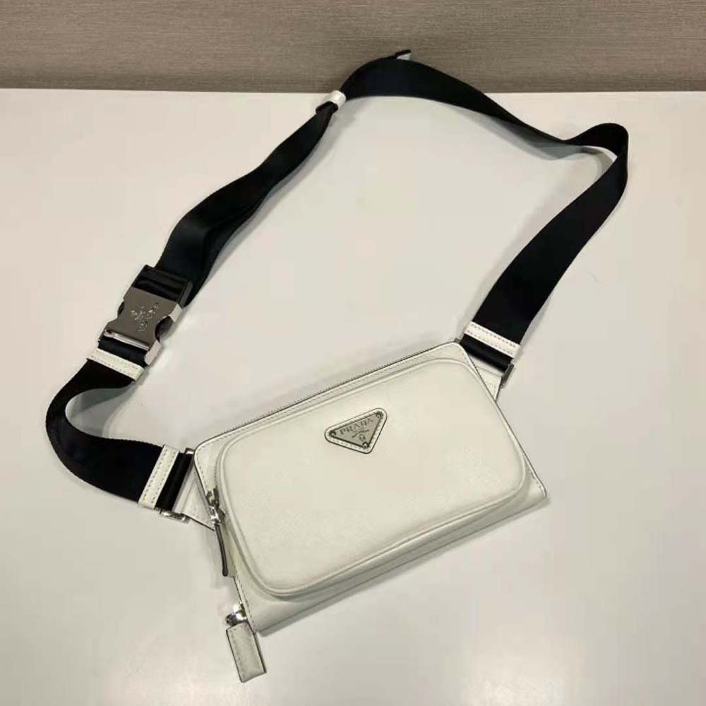 Prada Men Saffiano Leather Belt Bag-White - image 5