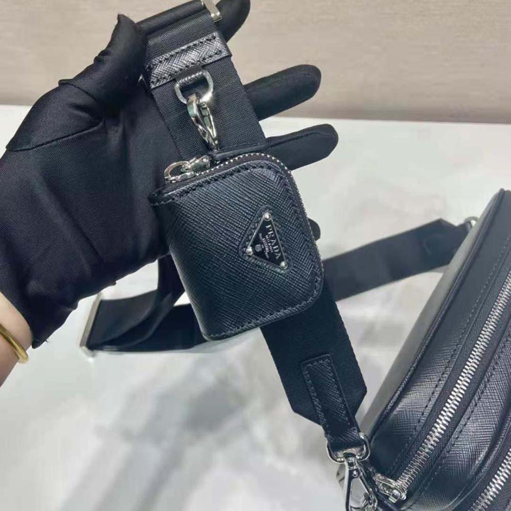 Prada Men Saffiano Leather Shoulder Bag-Black - image 8