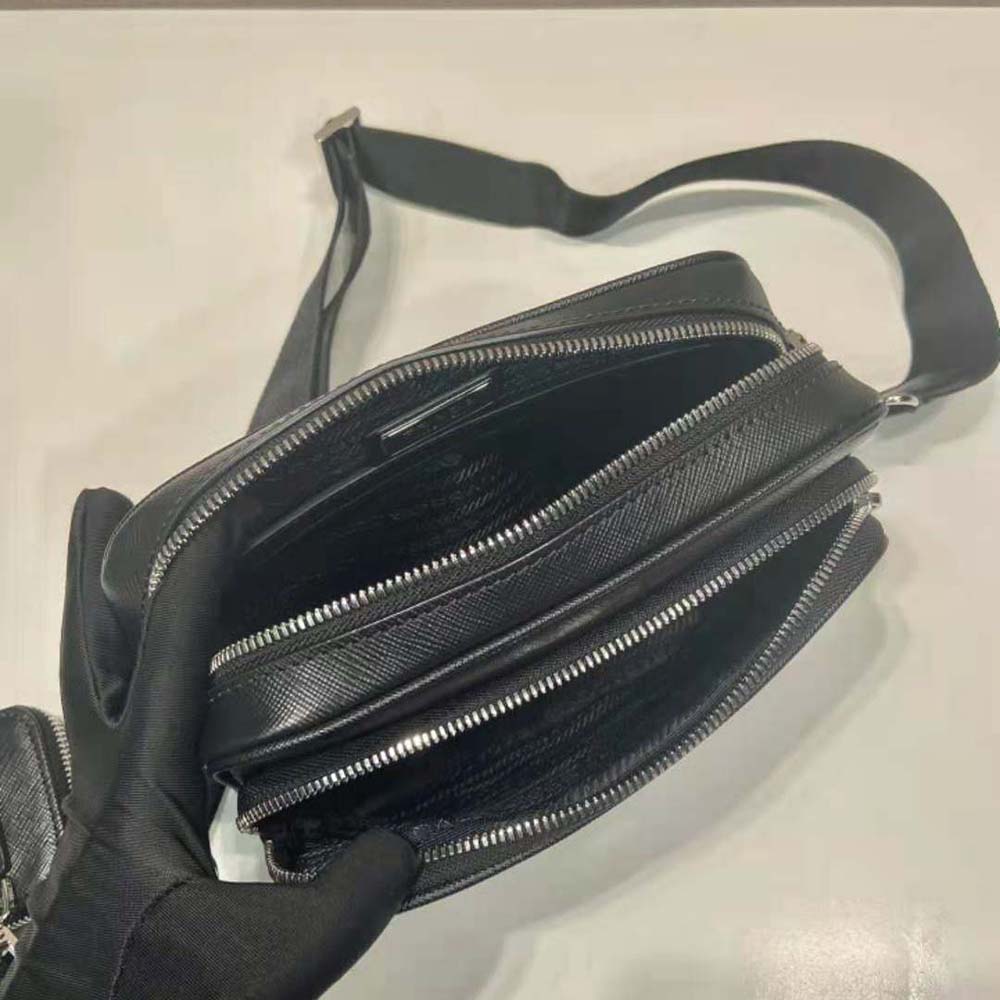 Prada Men Saffiano Leather Shoulder Bag-Black - image 7