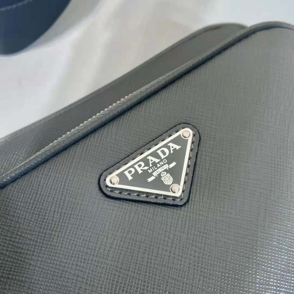 Prada Men Saffiano Leather Shoulder Bag-Gray - image 9