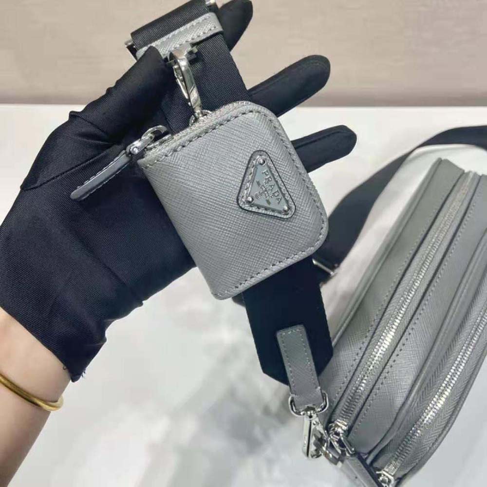 Prada Men Saffiano Leather Shoulder Bag-Gray - image 7