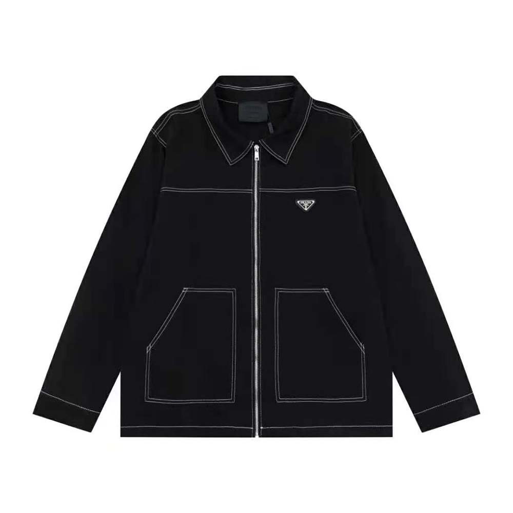 Side profile showing silhouette of Prada Women Technical Fabric Blouson Jacket-Black