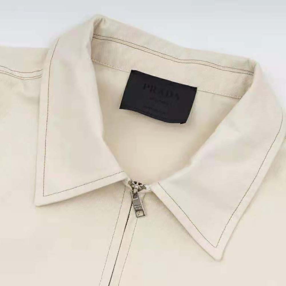 Prada Women Velvet Denim Blouson Jacket-Beige - image 4