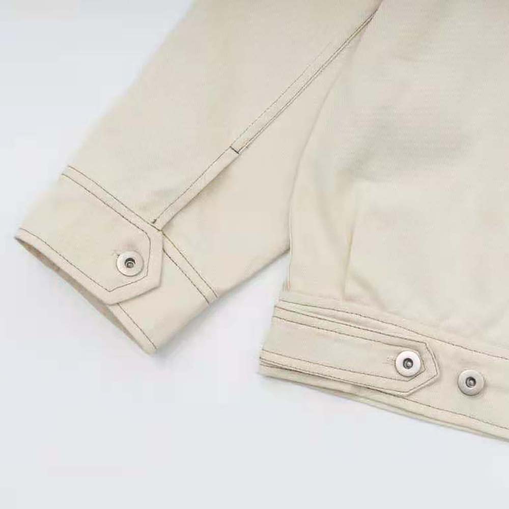 Prada Women Velvet Denim Blouson Jacket-Beige - image 8