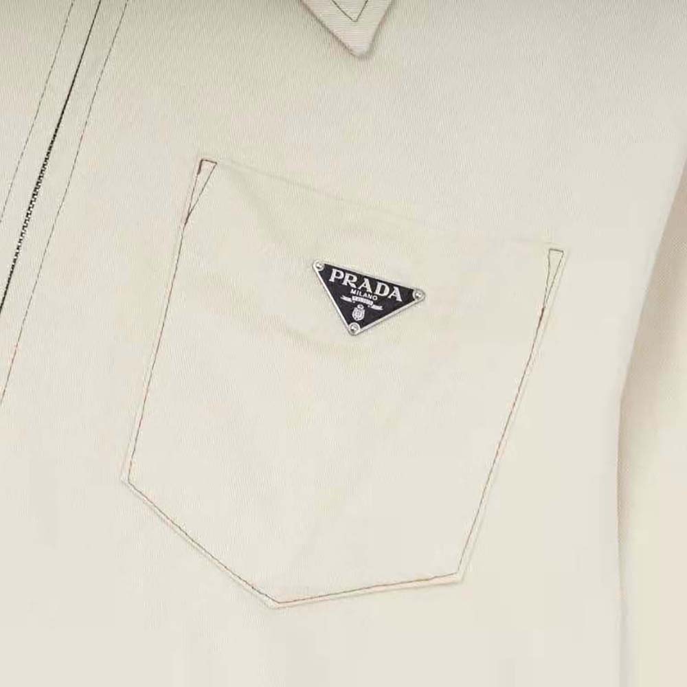 Prada Women Velvet Denim Blouson Jacket-Beige - image 6