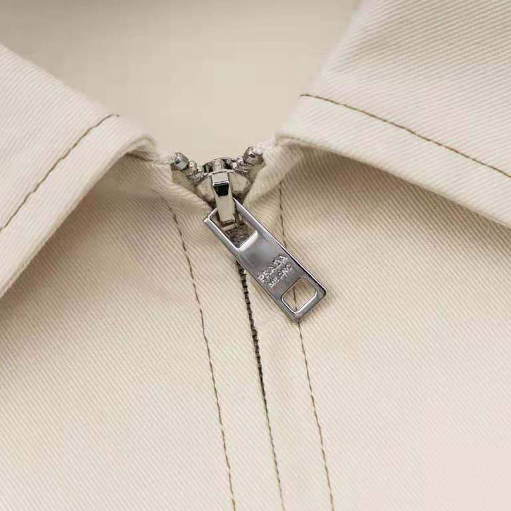 Prada Women Velvet Denim Blouson Jacket-Beige - image 5
