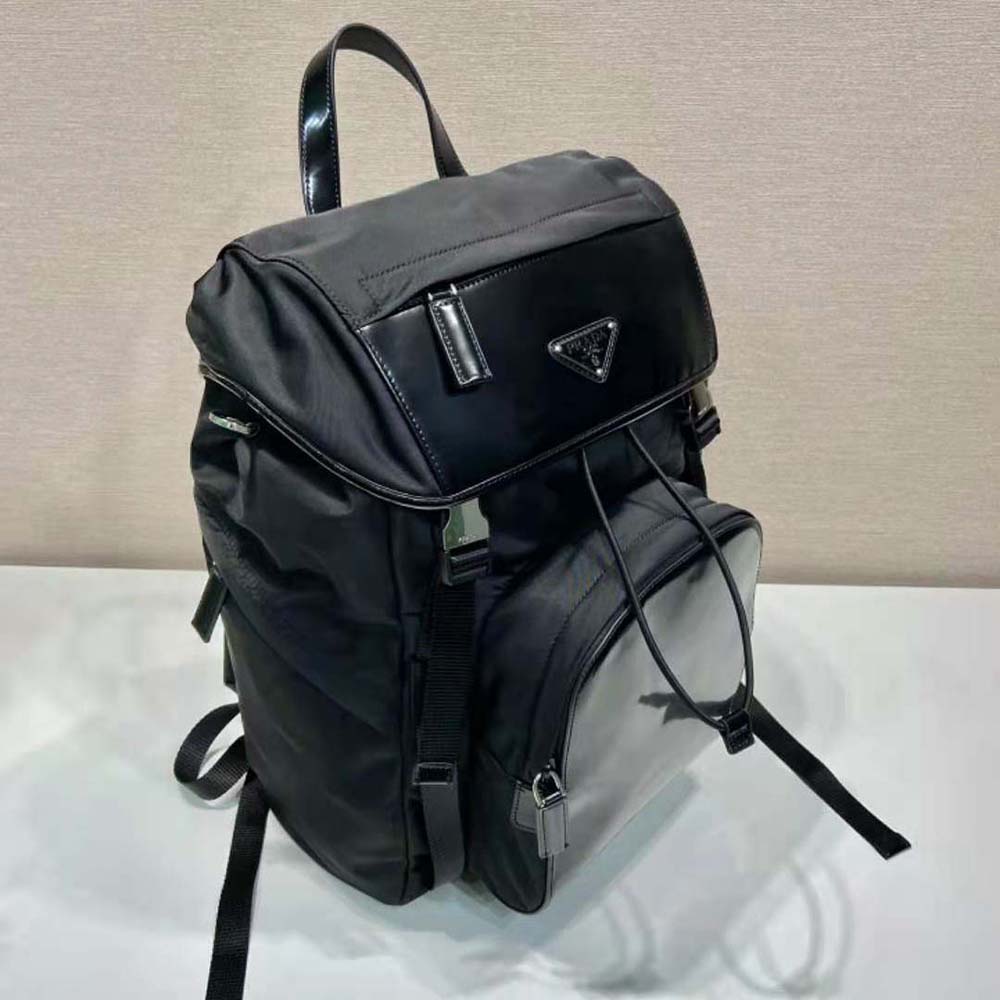 Prada Unisex Re-Nylon and Brushed Leather Backpack-Black - image 5
