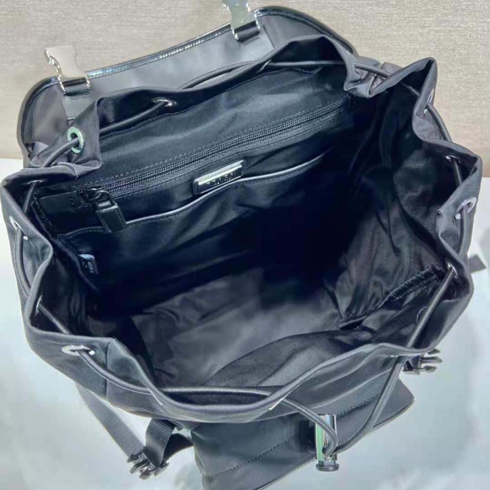 Prada Unisex Re-Nylon and Brushed Leather Backpack-Black - image 9