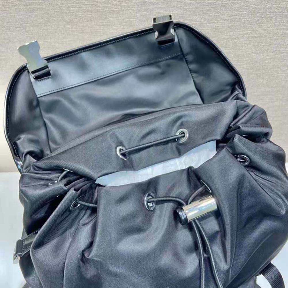 Prada Unisex Re-Nylon and Brushed Leather Backpack-Black - image 8