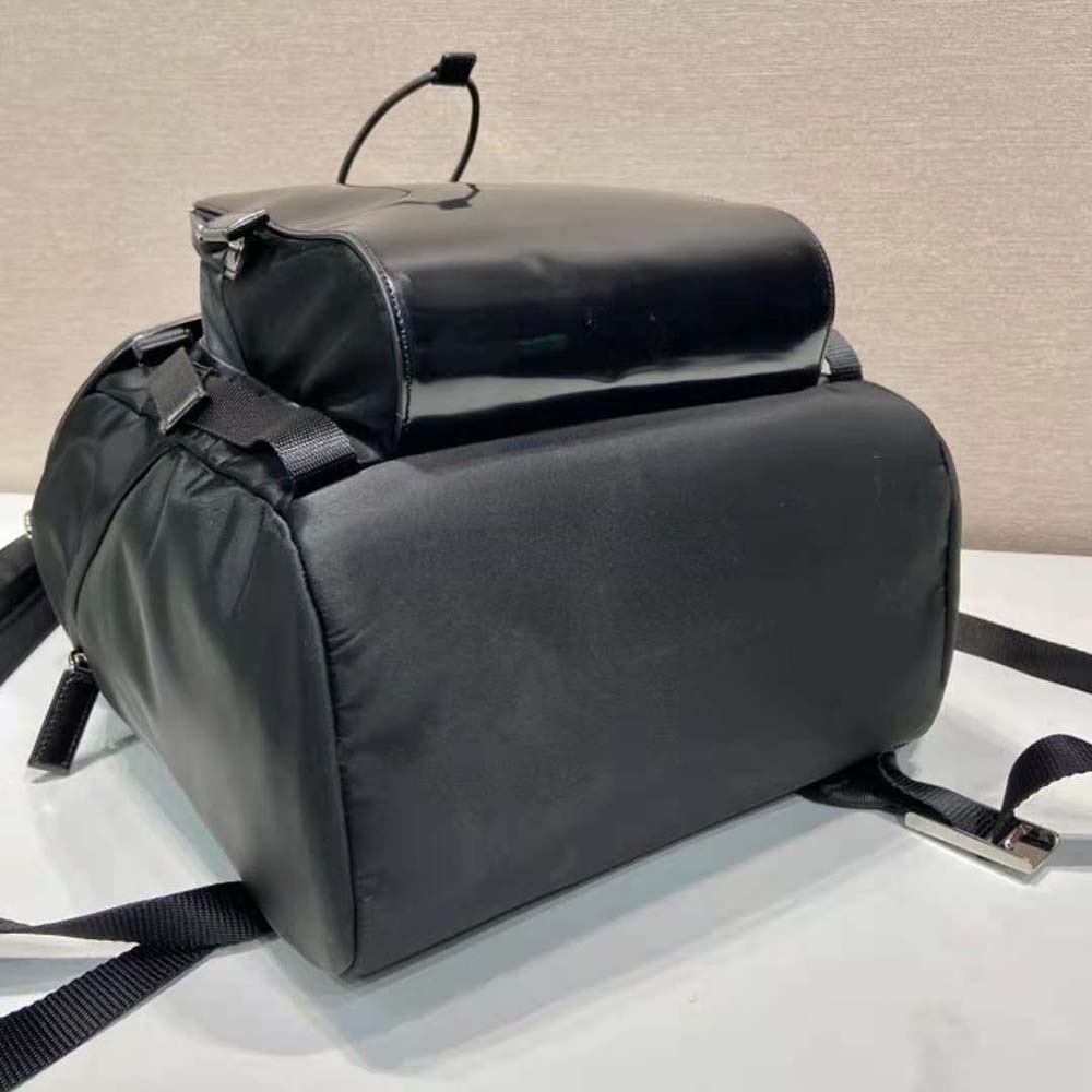 Prada Unisex Re-Nylon and Brushed Leather Backpack-Black - image 7
