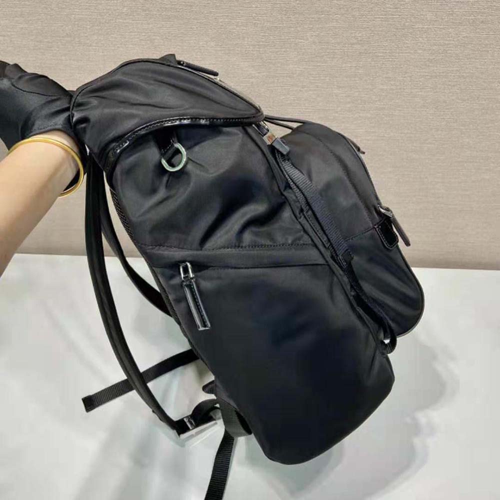 Prada Unisex Re-Nylon and Brushed Leather Backpack-Black - image 6