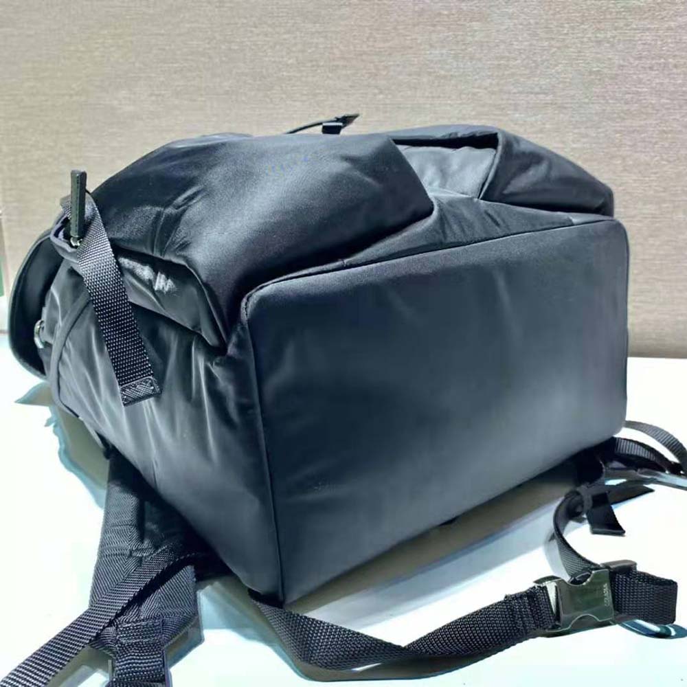 Prada Unisex Re-Nylon and Saffiano Leather Backpack with Triangle Logo-Black - image 7