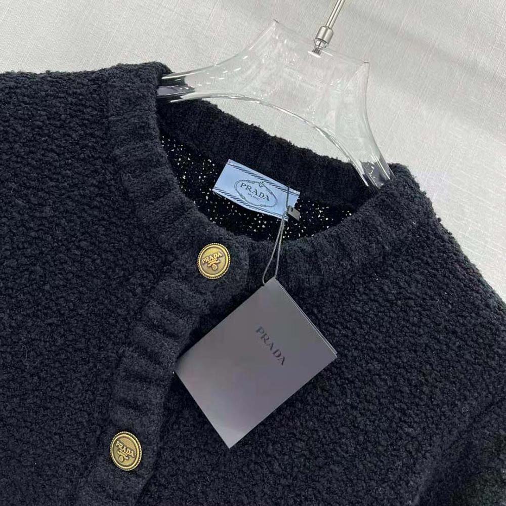 Prada Women Bouclé Mohair Cardigan-Black - image 6