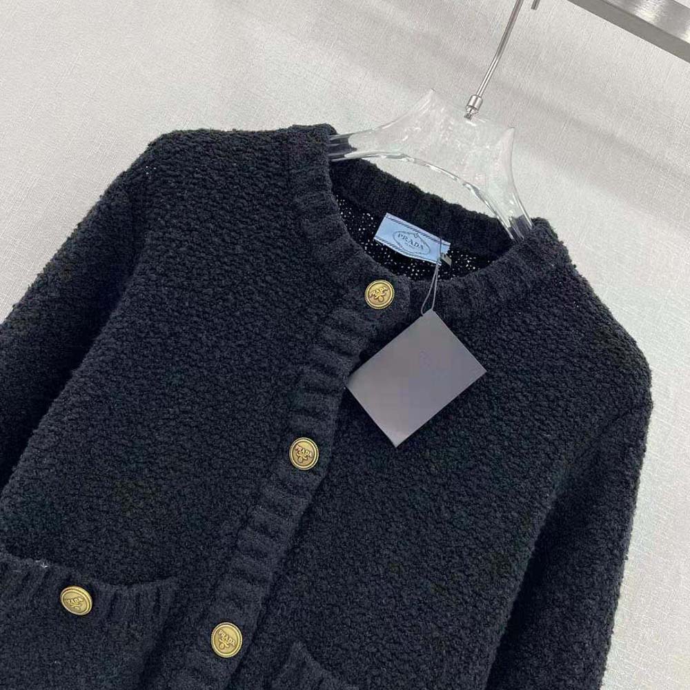 Prada Women Bouclé Mohair Cardigan-Black - image 5