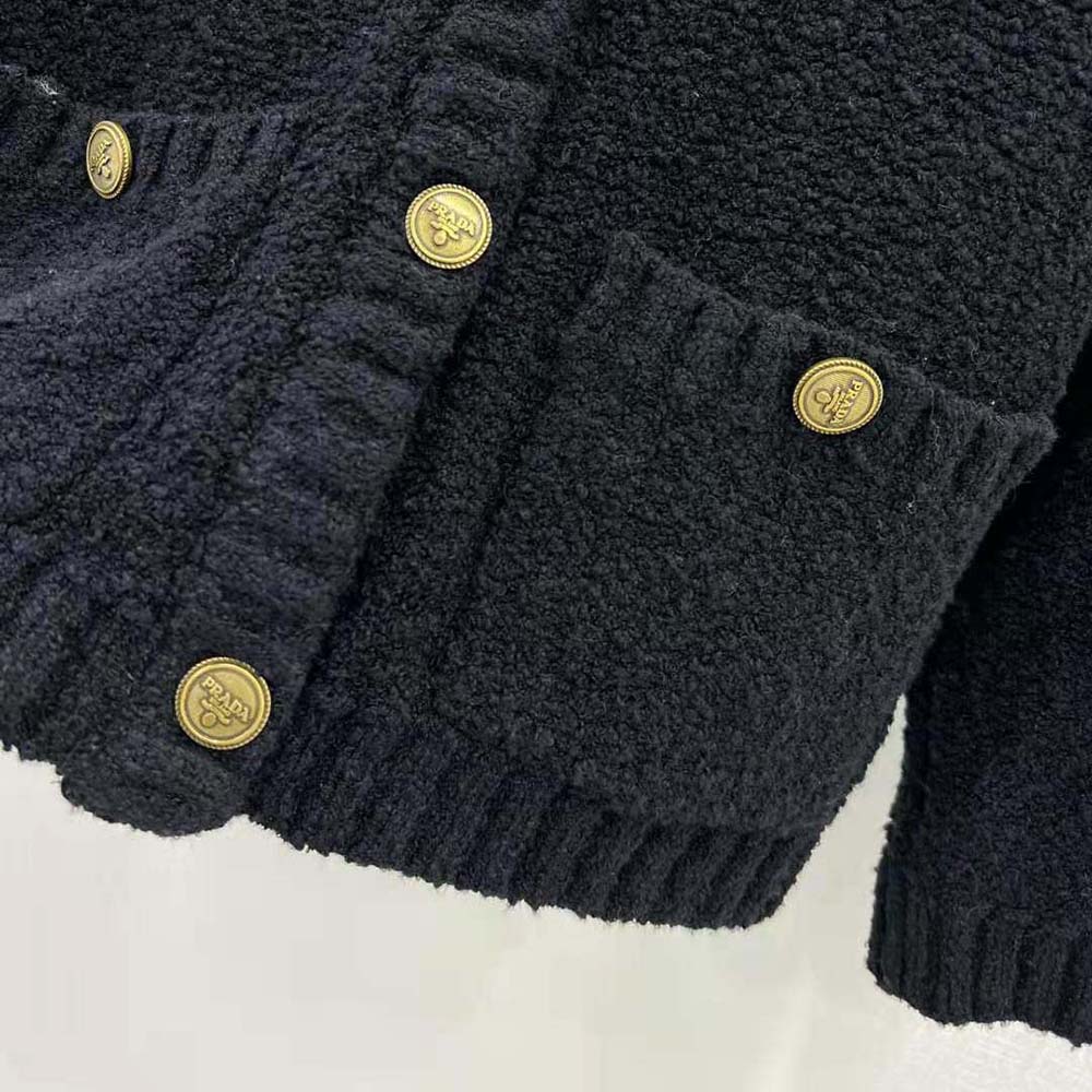 Prada Women Bouclé Mohair Cardigan-Black - image 7