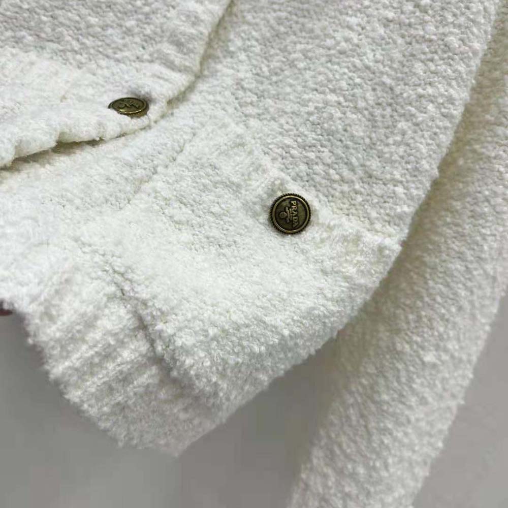 Prada Women Bouclé Mohair Cardigan-White - image 6