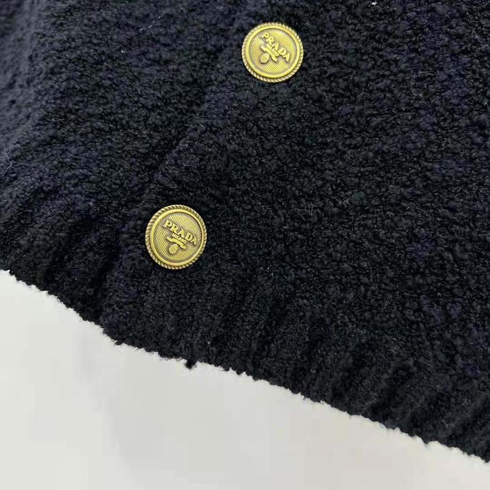 Prada Women Bouclé Mohair Miniskirt-Black - image 5