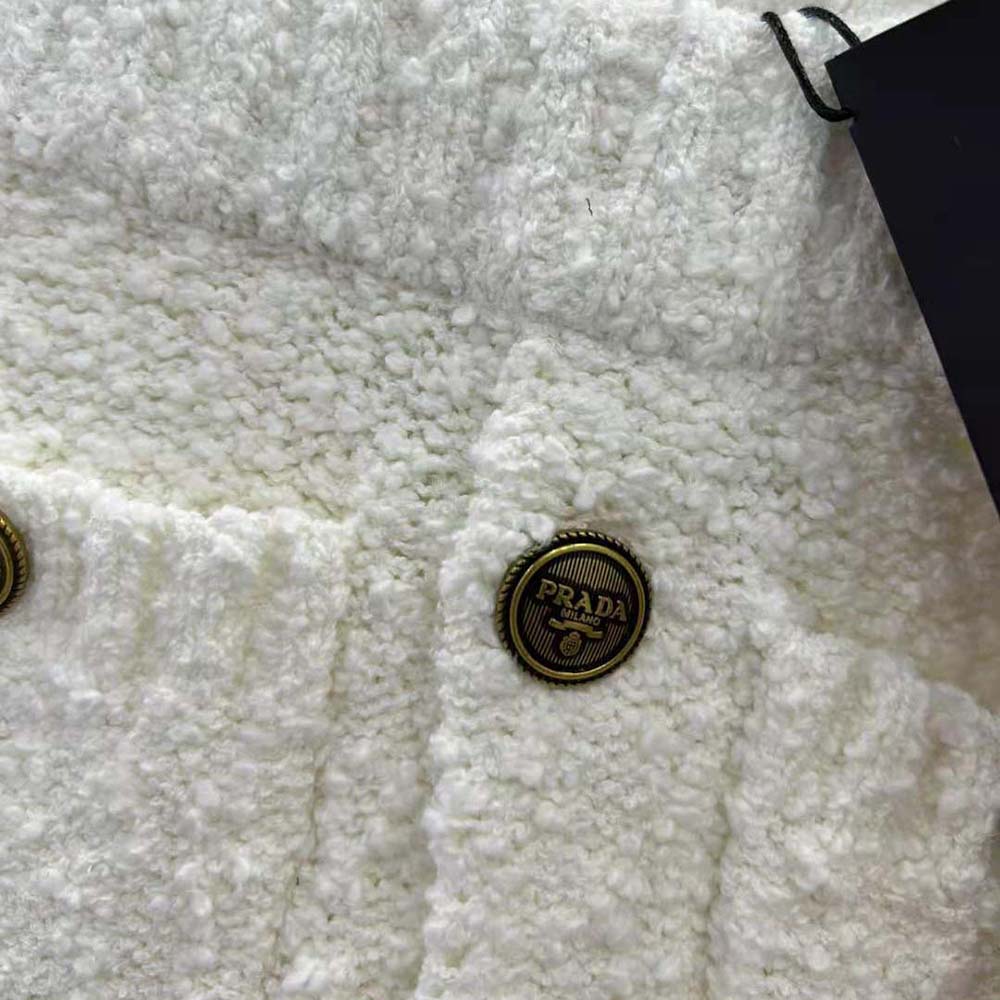 Prada Women Bouclé Mohair Miniskirt-White - image 7